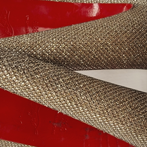 Christian Louboutin Metallic Glitter Lady Peep Pumps Ultra high heels Size 38.5 - Picture 10 of 13